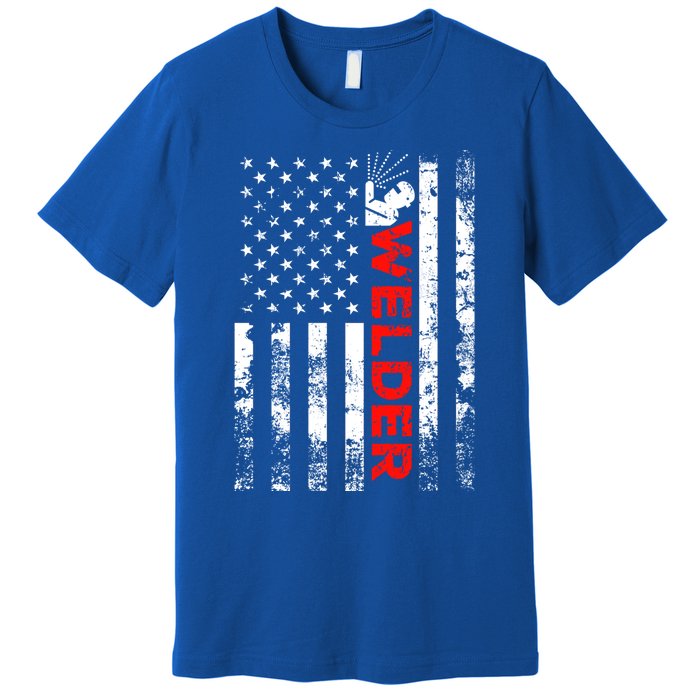 Welder Vintage Usa American Flag Welding Cute Gift Premium T-Shirt