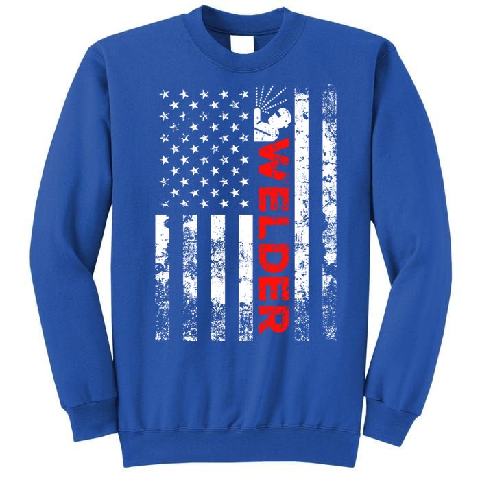 Welder Vintage Usa American Flag Welding Cute Gift Tall Sweatshirt