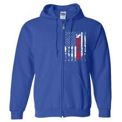 Welder Vintage Usa American Flag Welding Cute Gift Full Zip Hoodie