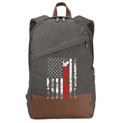 Welder Vintage Usa American Flag Welding Cute Gift Cotton Canvas Backpack