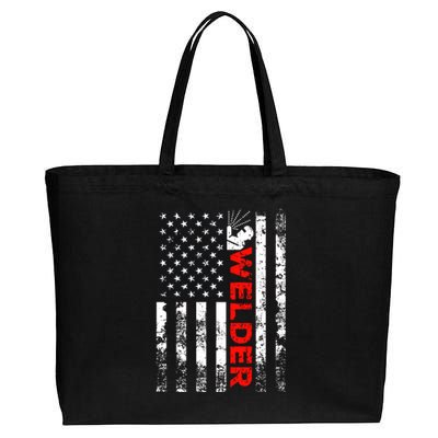 Welder Vintage Usa American Flag Welding Cute Gift Cotton Canvas Jumbo Tote