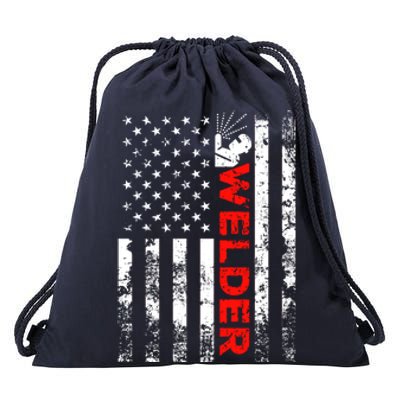 Welder Vintage Usa American Flag Welding Cute Gift Drawstring Bag