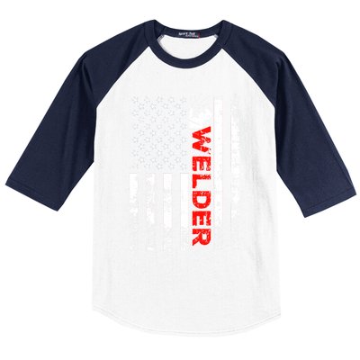 Welder Vintage Usa American Flag Welding Cute Gift Baseball Sleeve Shirt