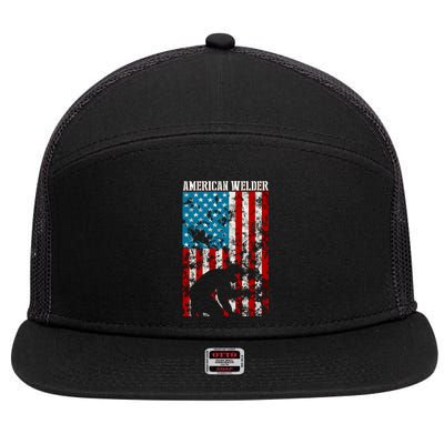 Welder Vintage USA American Flag Welding 7 Panel Mesh Trucker Snapback Hat