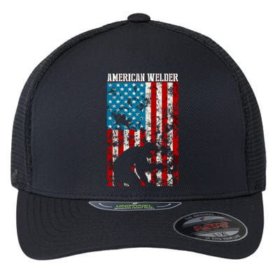 Welder Vintage USA American Flag Welding Flexfit Unipanel Trucker Cap