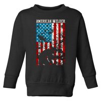 Welder Vintage USA American Flag Welding Toddler Sweatshirt