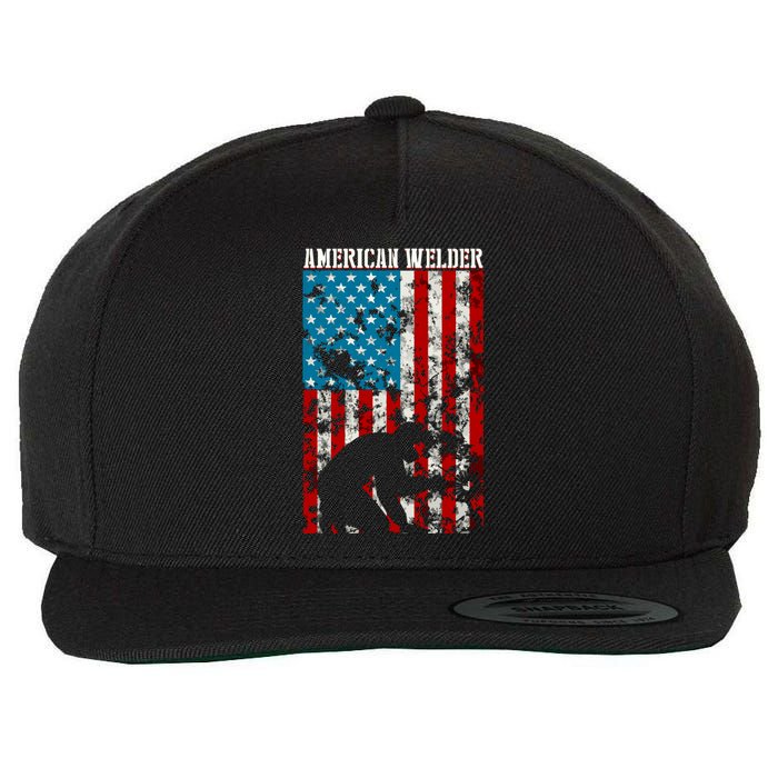 Welder Vintage USA American Flag Welding Wool Snapback Cap