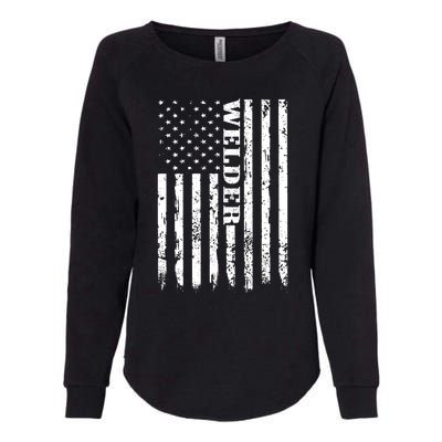 Welder Vintage USA American Flag Welding Womens California Wash Sweatshirt