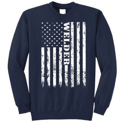 Welder Vintage USA American Flag Welding Tall Sweatshirt