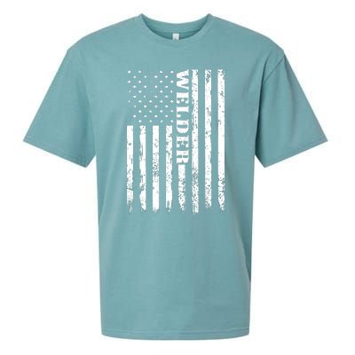 Welder Vintage USA American Flag Welding Sueded Cloud Jersey T-Shirt