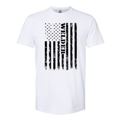 Welder Vintage USA American Flag Welding Softstyle CVC T-Shirt