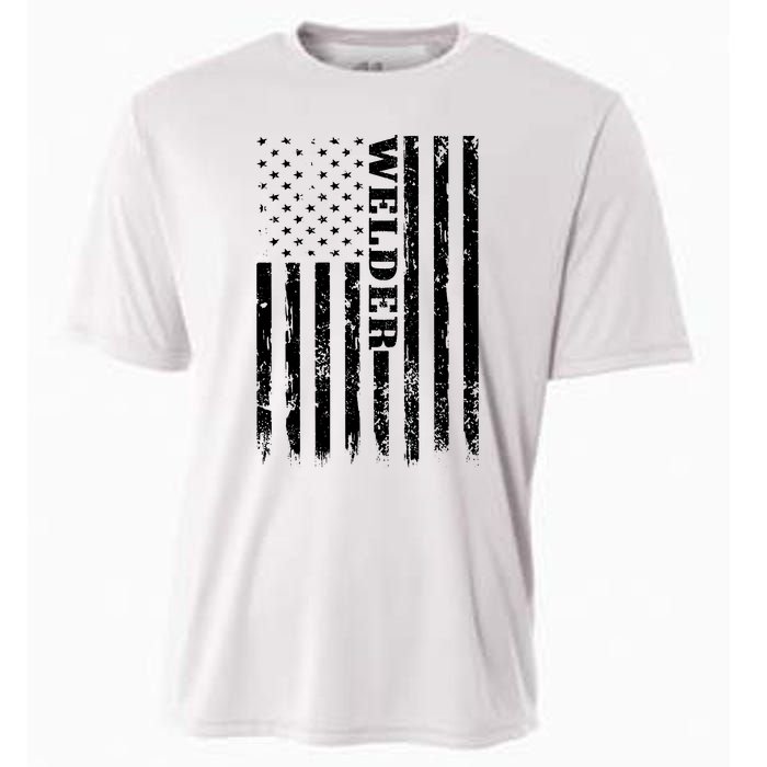 Welder Vintage USA American Flag Welding Cooling Performance Crew T-Shirt