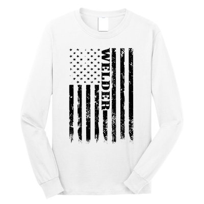 Welder Vintage USA American Flag Welding Long Sleeve Shirt