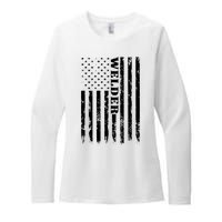 Welder Vintage USA American Flag Welding Womens CVC Long Sleeve Shirt