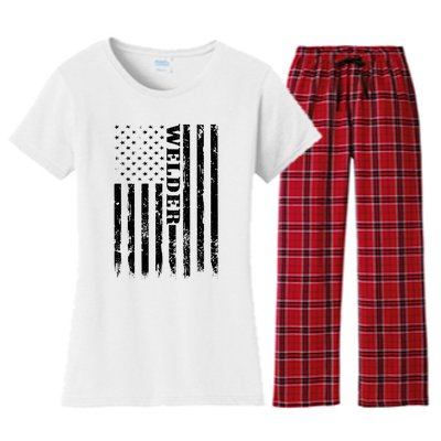 Welder Vintage USA American Flag Welding Women's Flannel Pajama Set