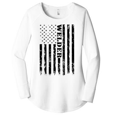 Welder Vintage USA American Flag Welding Women's Perfect Tri Tunic Long Sleeve Shirt