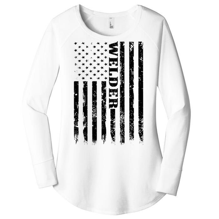 Welder Vintage USA American Flag Welding Women's Perfect Tri Tunic Long Sleeve Shirt