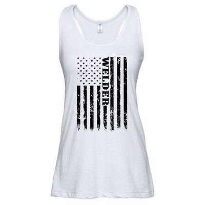 Welder Vintage USA American Flag Welding Ladies Essential Flowy Tank