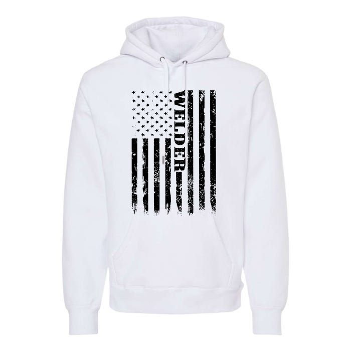 Welder Vintage USA American Flag Welding Premium Hoodie