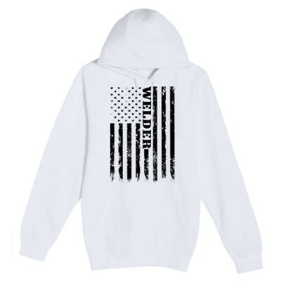 Welder Vintage USA American Flag Welding Premium Pullover Hoodie