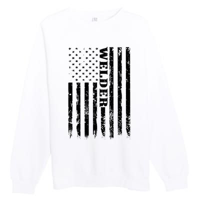 Welder Vintage USA American Flag Welding Premium Crewneck Sweatshirt