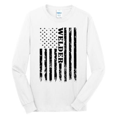 Welder Vintage USA American Flag Welding Tall Long Sleeve T-Shirt