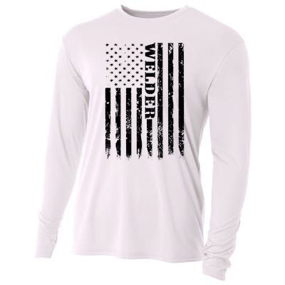 Welder Vintage USA American Flag Welding Cooling Performance Long Sleeve Crew