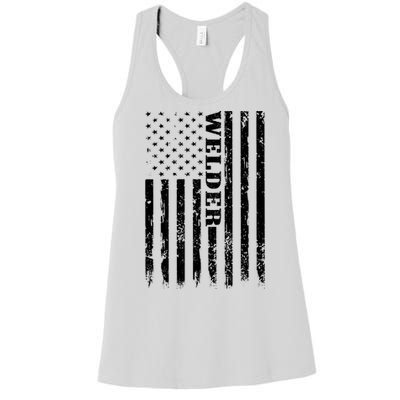 Welder Vintage USA American Flag Welding Women's Racerback Tank