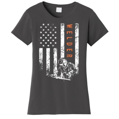 Welder Vintage USA American Flag Welding Women's T-Shirt