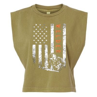 Welder Vintage USA American Flag Welding Garment-Dyed Women's Muscle Tee