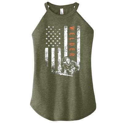 Welder Vintage USA American Flag Welding Women's Perfect Tri Rocker Tank