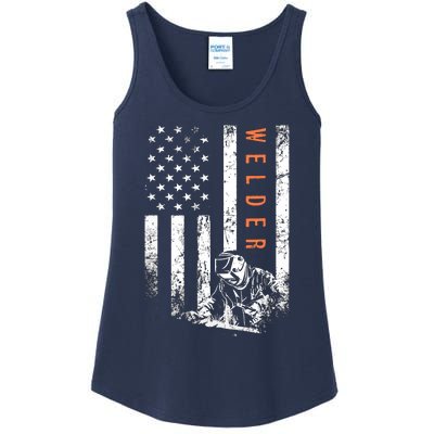 Welder Vintage USA American Flag Welding Ladies Essential Tank