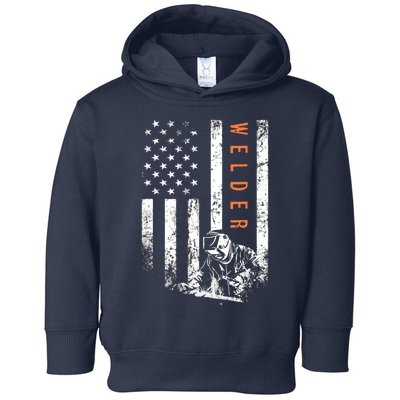 Welder Vintage USA American Flag Welding Toddler Hoodie