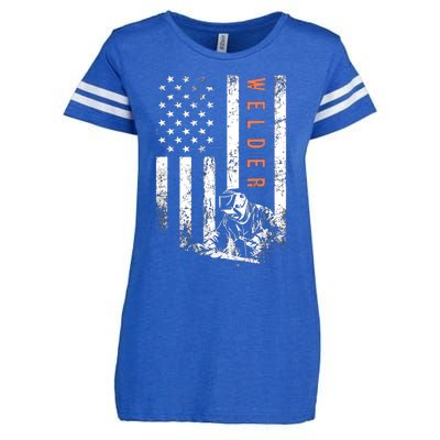 Welder Vintage USA American Flag Welding Enza Ladies Jersey Football T-Shirt