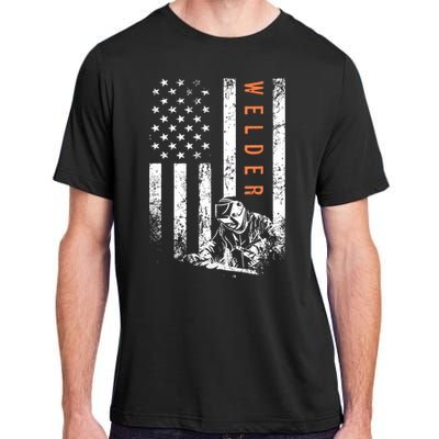 Welder Vintage USA American Flag Welding Adult ChromaSoft Performance T-Shirt