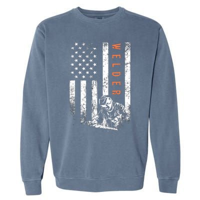 Welder Vintage USA American Flag Welding Garment-Dyed Sweatshirt