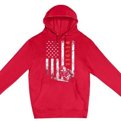 Welder Vintage USA American Flag Welding Premium Pullover Hoodie