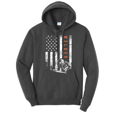 Welder Vintage USA American Flag Welding Tall Hoodie