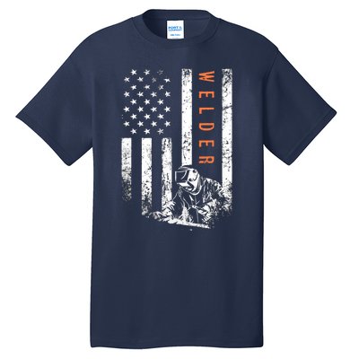 Welder Vintage USA American Flag Welding Tall T-Shirt