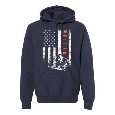 Welder Vintage USA American Flag Welding Premium Hoodie