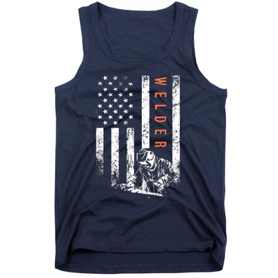 Welder Vintage USA American Flag Welding Tank Top