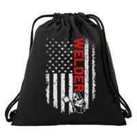 Welder Vintage USA American Flag Welding Funny Welder Lover Drawstring Bag