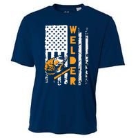 Welder Vintage USA American Flag Welding Cooling Performance Crew T-Shirt