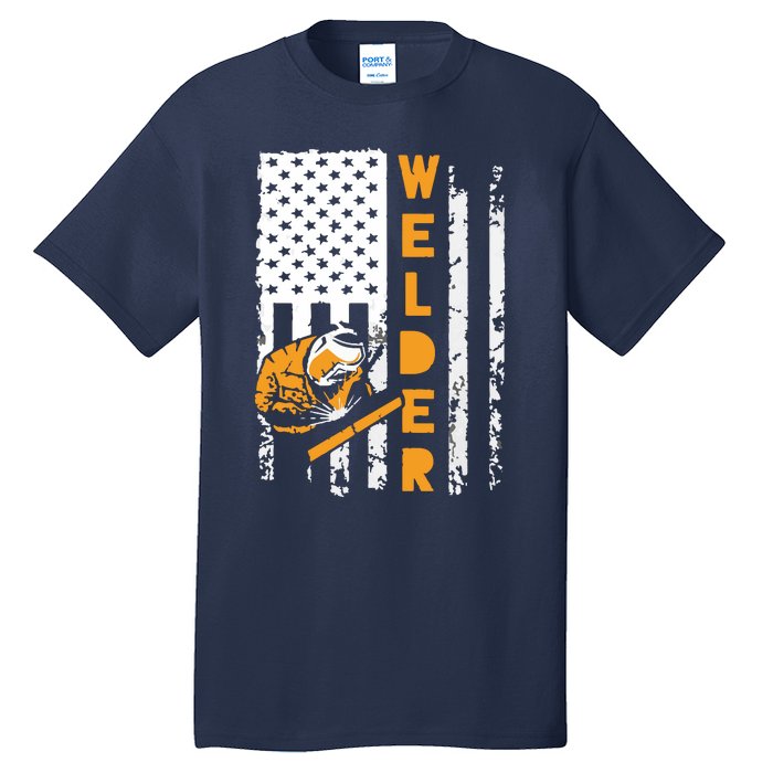 Welder Vintage USA American Flag Welding Tall T-Shirt