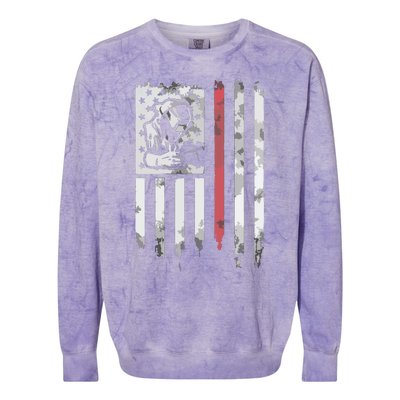 Welder Vintage USA American Flag Patriotic Welding Colorblast Crewneck Sweatshirt