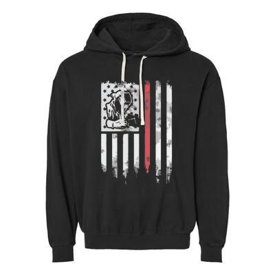 Welder Vintage USA American Flag Patriotic Welding Garment-Dyed Fleece Hoodie