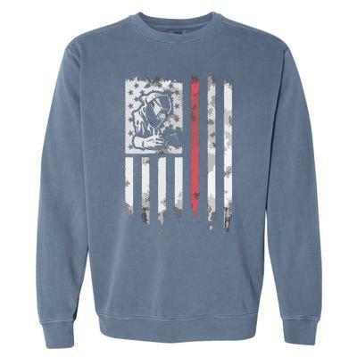 Welder Vintage USA American Flag Patriotic Welding Garment-Dyed Sweatshirt