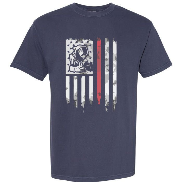 Welder Vintage USA American Flag Patriotic Welding Garment-Dyed Heavyweight T-Shirt