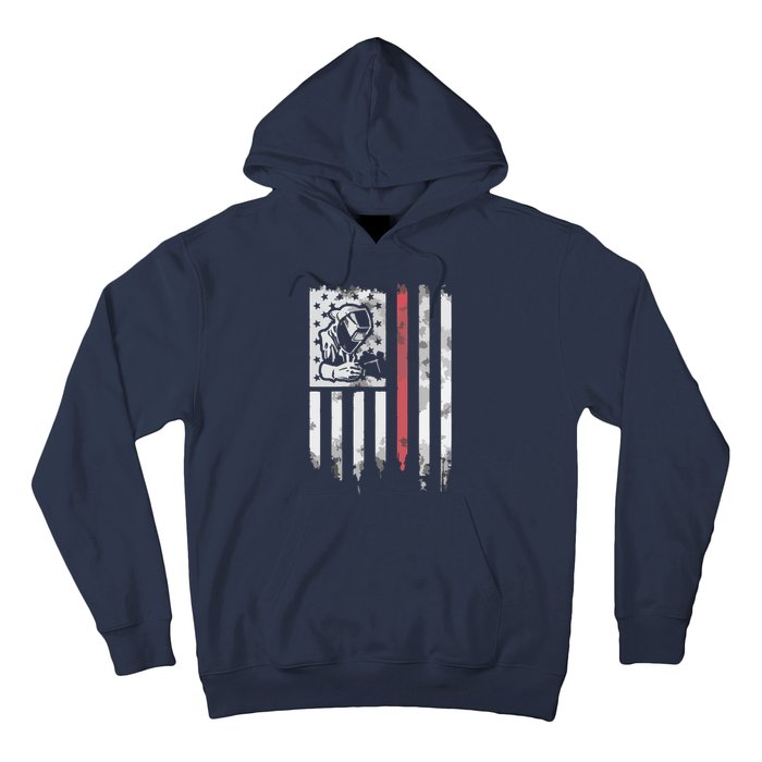 Welder Vintage USA American Flag Patriotic Welding Hoodie