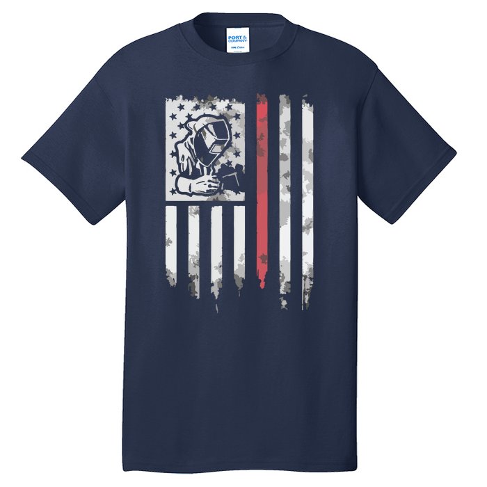 Welder Vintage USA American Flag Patriotic Welding Tall T-Shirt